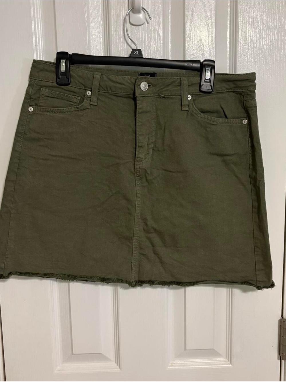 Just Black Olive Green Mini Denim Skirt